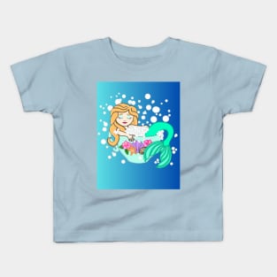 Teacup  Mermaid (blue ombré) Kids T-Shirt